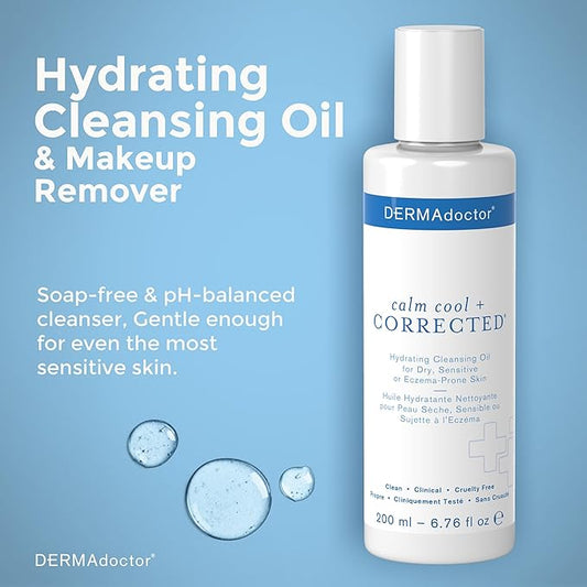 DERMAdoctor Hydrating Cleansing Oil and Makeup Remover; Dermatologist Formulated Gentle Fragrance Free Face Cleanser with Jojoba Oil and Hibiscus Extract - 6.67 fl. oz.