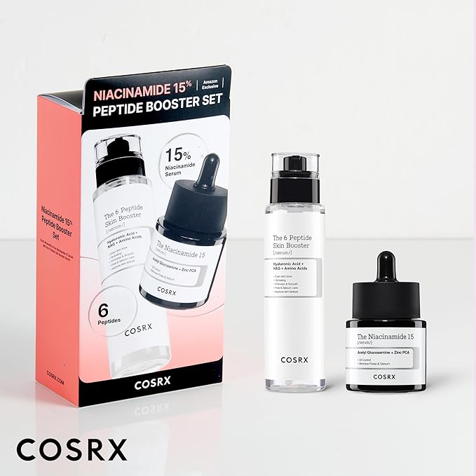 COSRX Niacinamide 15% Peptide Booster Set - Amazon Exclusive - Korean Skin Care Set, Gift Sets, Niacinamide Serum, Face Serum, Stocking Stuffers, Gifts For Women