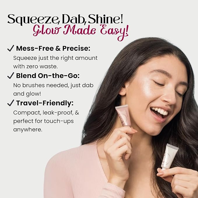 M2U NYC Liquid Highlighter Makeup – Lightweight Luminizer for Natural Radiant Glow with Shimmer – Ultra Smooth Hydrating Illuminator, Face, Cheekbone & Body Glow Enhancer Pink Pearl (Pearl Moon)