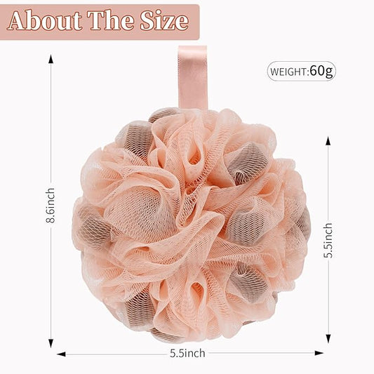 Bath Loofah Shower Sponge Body Back Scrubber Soft Mesh Shower Puffs Exfoliating Loofa for Women & Men Bath Accessories Cleaning Tool (4Pcs 60G Shower Puffs, Luxury)