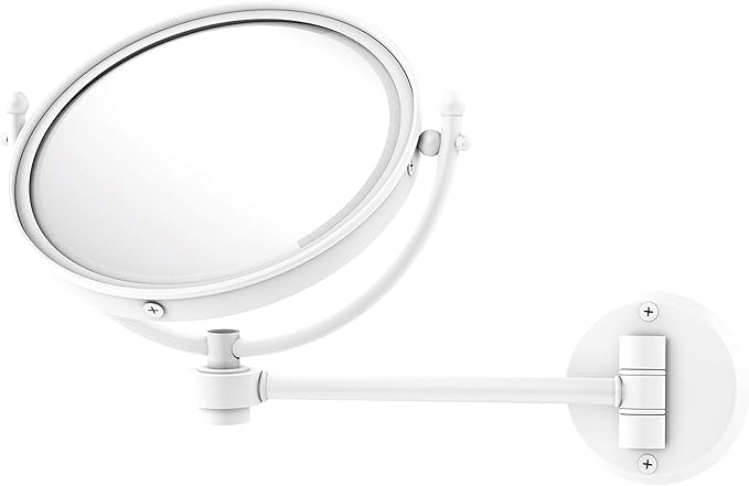 Allied Brass WM-5/5X 8 Inch Wall Mounted 5X Magnification Make-Up Mirror, Matte White