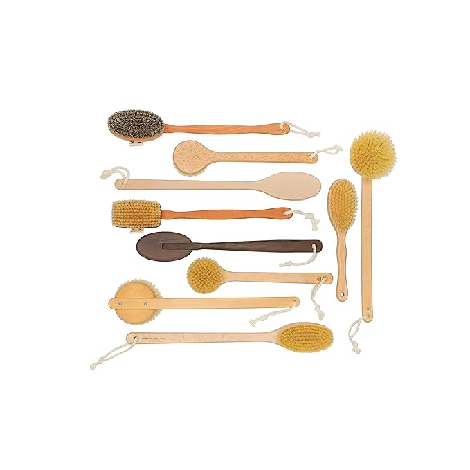 Redecker Wellfit Bath Brush with Removable Steamed Beechwood Handle, 100% Made in Germany, Mixed Horsehair and Plant Fiber Bristles, 17-1/2 Inches Long