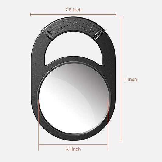 TASALON Unbreakable Hand Mirror, Salon & Barber Mirror with Handle - Anti-Slip Grip for Travel, Makeup, Shaving & Shower - Black