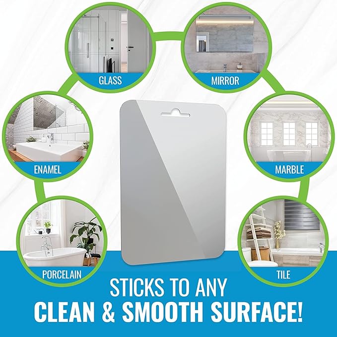 Anti-Fog Shower Mirror, Extra Large Size 11.81 x 7.87 in, High Definition Bathroom Fogless, Frameless, Impact Resistance Wall Hanging, Shower Accessories, Safe & Durable