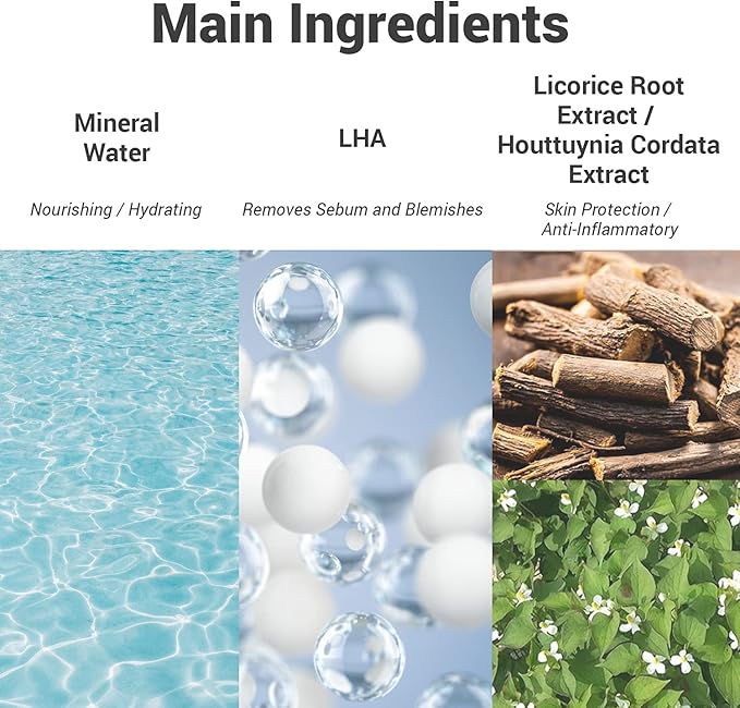 ACWELL Real Aqua Balancing LHA Hydrating & Exfoliating Facial Toner 5.4 fl.oz. - with Mineral Water pH Balancing Toner for Strengthening Skin Moisture Barrier for Sensitive Skin