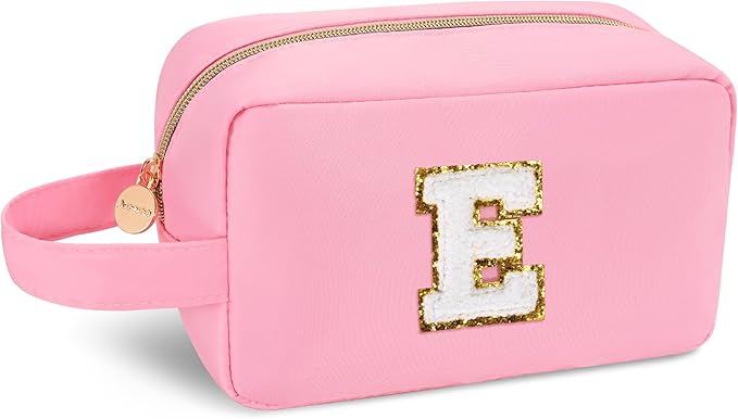 Aveniee Graduation Party Favors,Personalized Gifts for Women,Monogram Initial Travel Makeup Bag,Cosmetic Case,Skincare Bag Set for Girls,Christmas Birthday Gifts-Pink E