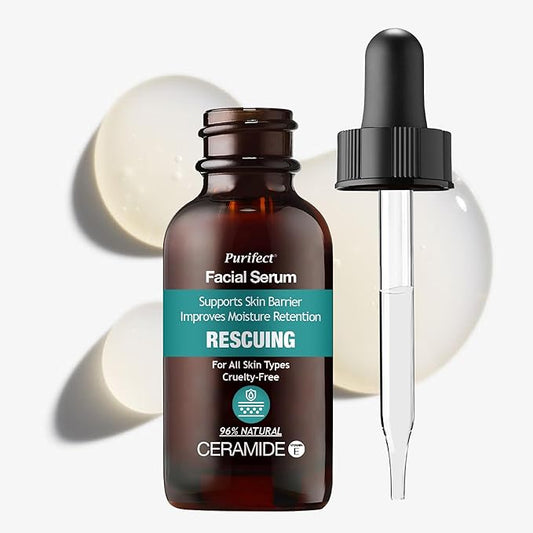 Made in USA Natural PURIFECT Facial Serums - 30 ml - Ceramide - Repair Dryness - Good for Dryness, Itching, and Inflammatory Skin - Fast Absorbing + Non Greased Formula