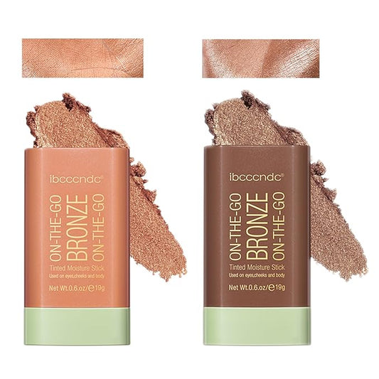 Bronzer Stick, Facial Contouring Stick,Cream Contour Stick, Facial Contouring Stick,Highlight Contour Makeup Long Lasting, Face Bronzer, Face Shaping,03,Rich Glow&04,Beach Glow