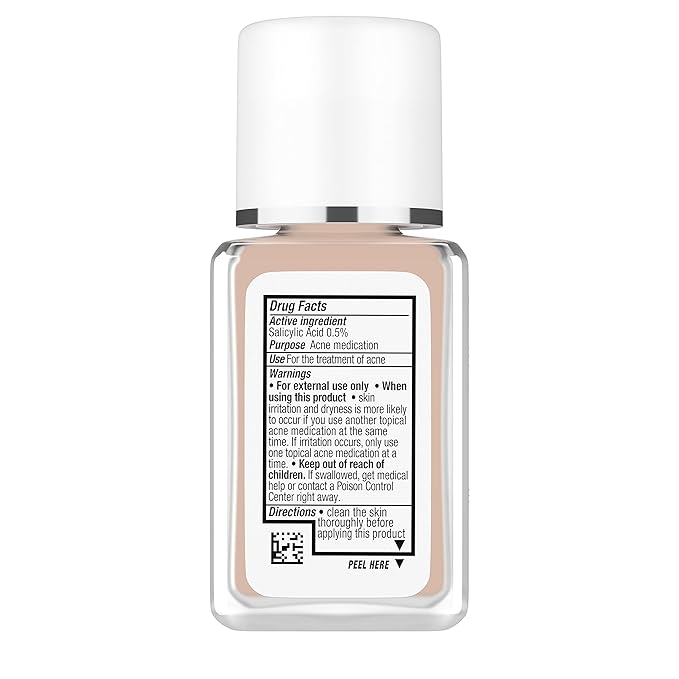 Neutrogena SkinClearing Oil-Free Acne and Blemish Fighting Liquid Foundation with.5% Salicylic Acid Acne Medicine, Shine Controlling Makeup for Acne Prone Skin, 20 Natural Ivory, 1 fl. oz
