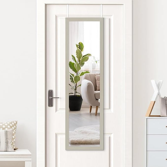Americanflat 12x48 Over The Door Mirror - Hanging Full Length Mirrors with Engineered Wood - Modern Mirror for Bathroom, Bedroom, Living Room - Mirrors for Wall Display and Home Decor - Driftwood