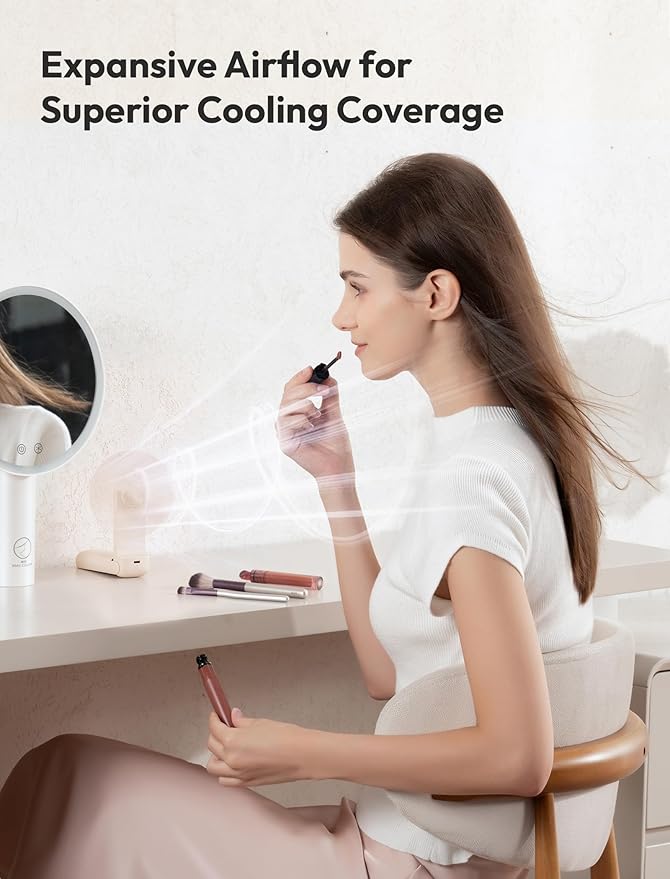 Aecooly Slim Portable Fan, Thin Handheld Fan, USB Rechargeable Mini Personal [24H Max Cooling Time], Battery Powered Small Foldable Pocket for Travel, Summer, Gifts for Women, Girls -Beige