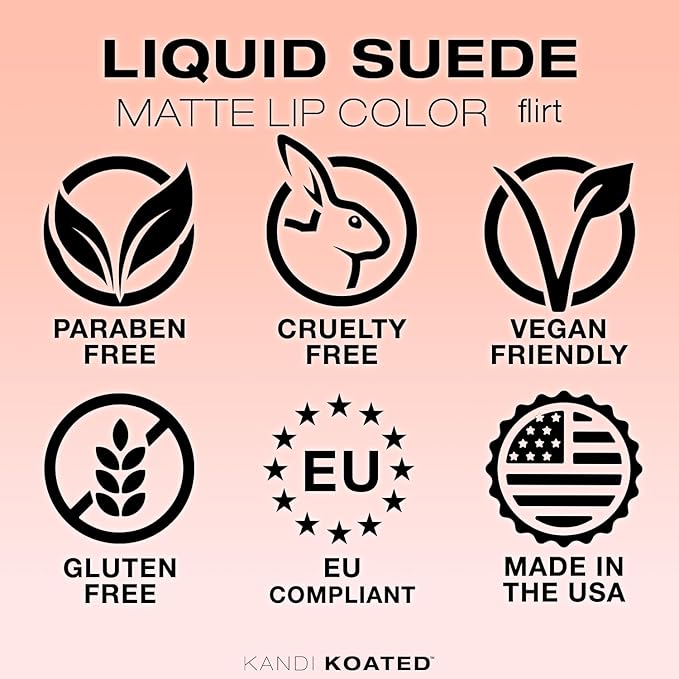 Kandi Koated Liquid Suede Lipstick [Flirt] Liquid Matte Lip Color | Intense Color Options, Non-Sticky, Paraben-Free, Cruelty-Free | Beauty & Makeup