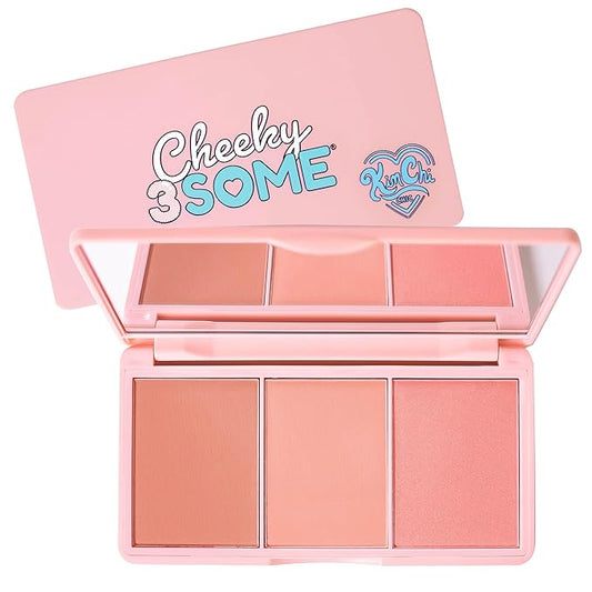 KimChi Chic Beauty Cheeky 3Some Blush Trio, Blush Makeup Palette with 3 Colors, Use Individually or Blend All Shades for Custom Look, 02 Apple Bottom Cheeks, 0.47 oz