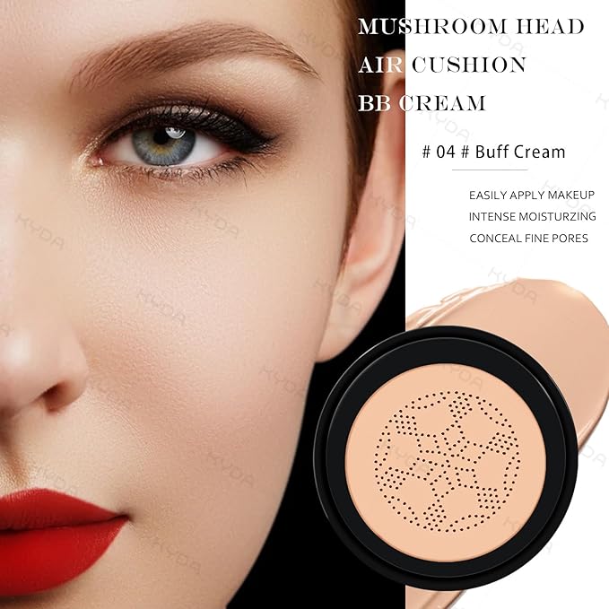 Ownest Mushroom Head Air Cushion BB Cream, Concealer Lasting Nude Makeup Moisturizing Pigment CC Liquid Foundation, Even Skin Tone Makeup Base Primer-Buff Beige