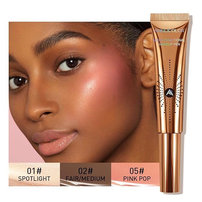 3PC Liquid Contour Blush Highlighter Beauty Wand Set - Smooth & Lightweight Contour Stick for Liquid Contour, Blush, Highlighter Application, Vegan & Cruelty-Free (01+02+05)