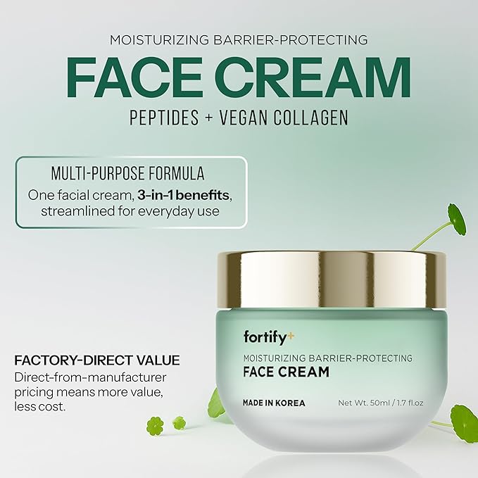 Face Moisturizer with Peptides & Collagen - 3-in-1: Detox, Treat, Boost - Moisturizing + Barrier Protecting - Dermatologist Tested, Clean Beauty, Anti-Aging Korean Skin care - 1.7oz