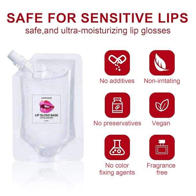 Eakroo 2Pcs Moisturize Lip Gloss Base Oil Material Makeup Primers, Non-Stick Lipstick Primer for DIY Handmade Lip Balms Lip Gloss -100g (2Pack 100ml)