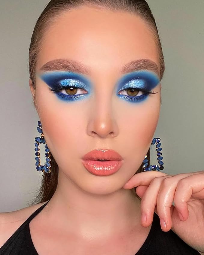 Blue Eyeshadow Matte Palette 8Color Long Lasting Teal Eyeshadow for Cool Tone Makeup, Shimmery Eye Looks, High Pigmented & Easy to Blend (Blue)