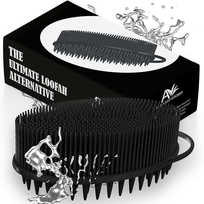 Avilana Silicone Body Scrubber – Gentle Shower Brush & Loofah Alternative – Silver-Infused Options – Fast-Drying, Hygienic, BPA-Free Silicone Body Exfoliator for Sensitive Skin, Men & Women