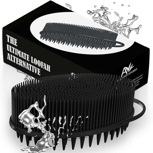 Avilana Silicone Body Scrubber – Gentle Shower Brush & Loofah Alternative – Silver-Infused Options – Fast-Drying, Hygienic, BPA-Free Silicone Body Exfoliator for Sensitive Skin, Men & Women