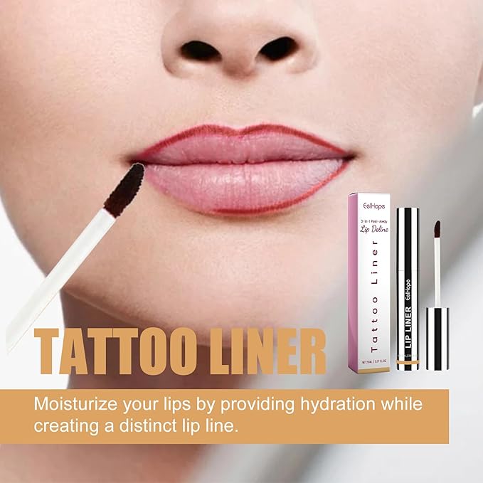 3PCS Lip Liner，Peel Off Lip Liner Tattoo, Peel Off Lip Stain, Long Lasting Lip Stain Peel Off, Infused with Hyaluronic Acid & Vitamin E, Makeup Gift for Women (red, 3)