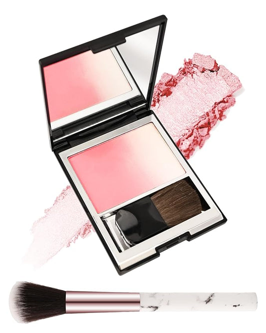 Blush Powder for Cheeks,Gradual Shimmer Pink Blusher Palette with Brush,Lightweight Buildable Color Blush Hightlighter Powder,Longlasting Waterproof Facial Makeup,Mother's Day Gift for Women Girl-05#