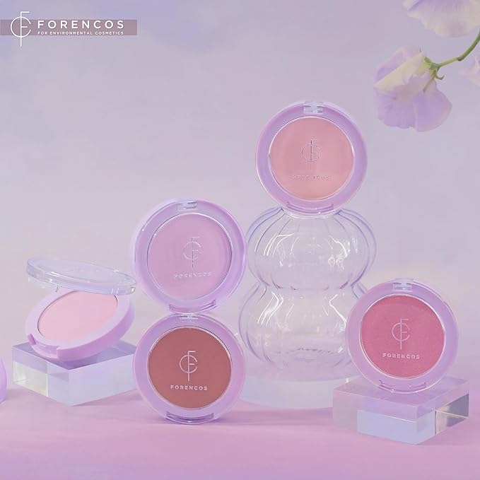 FORENCOS Matte Blush Set (Puff Included), Long Lasting Korean Blush Power, Zero Sebum Shine, Flawless Finish, Easy Blending, Lightweight & No Cakey Residue (PURE LENA)