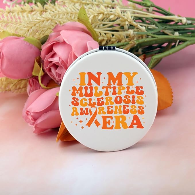 BEKECH Multiple Sclerosis MS Awareness Gift in My Multiple Sclerosis Era Compact Mirror MS Warrior Gifts Orange Ribbon Awareness Gifts