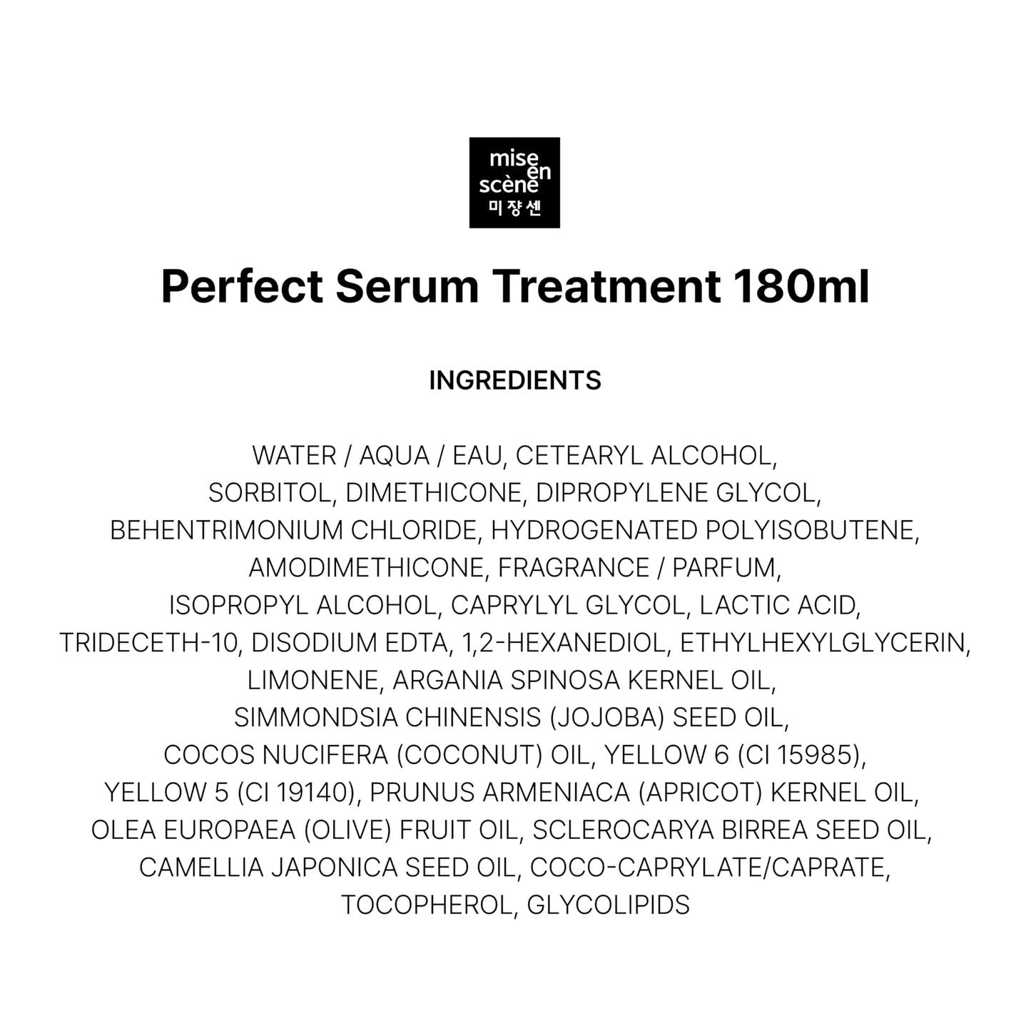 Mise En Scene Perfect Serum Treatment | Korean Hair Mask for Hair Coating Effect, Treatment at Home Care, Wash Off Nutritient conditioner, 6.08 Fl. Oz.(180ml)