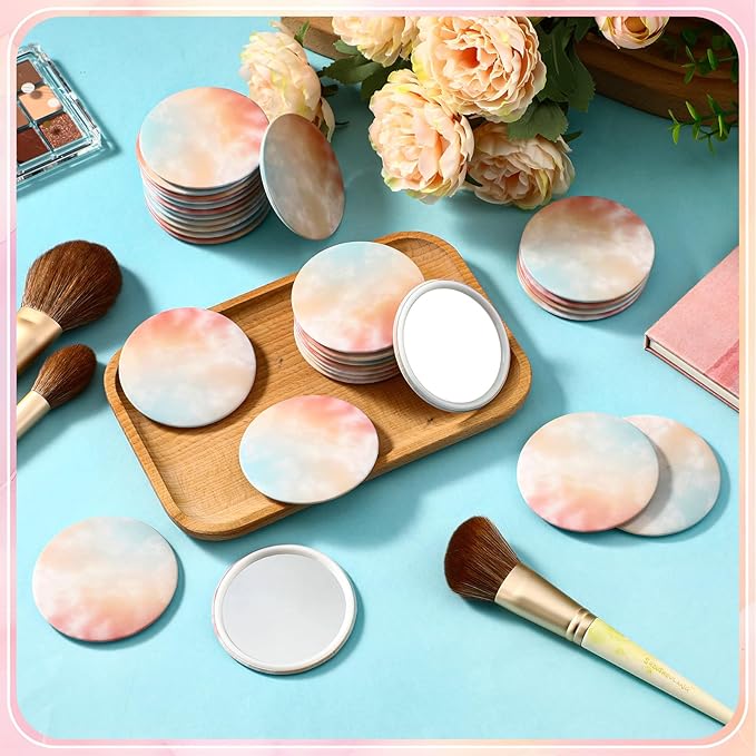 30 Pcs Small Round Mirrors Bulk Party Favors 2.75 Inch Pastel Compact Mirror Gifts for Women Birthday Appreciation Party Favors Portable Purse Mirrors Games Prizes