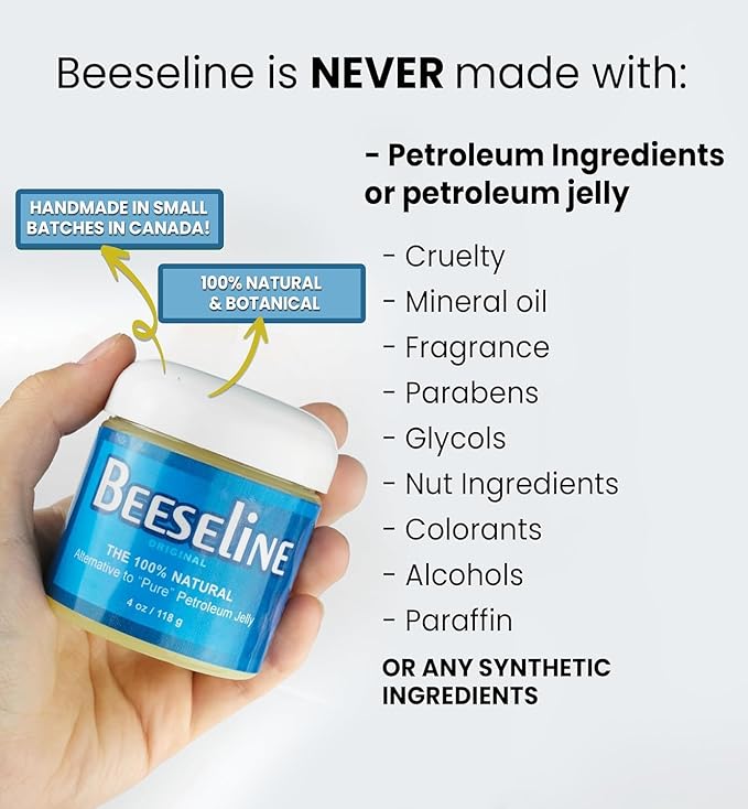 Beeseline Original Unpetroleum - 100% Natural & Hypoallergenic Alternative to Petroleum Jelly - Lips, Hands, Baby, Makeup Remover and More (4 Ounce)