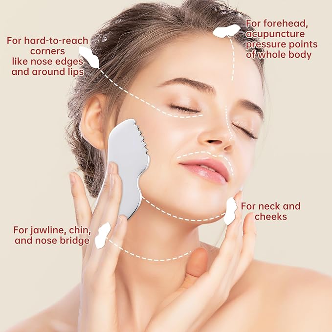 Stainless Steel Gua Sha Set Face Massager Metal Gua Sha Facial Tools Body Lymphatic Drainage Massager Guasha Sculpting Tool Skin Care Gifts for Women