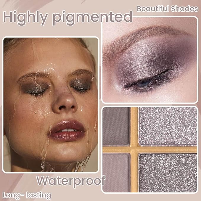 9 Colors Blue Smoky Matte Shimmer Eyeshadow Palette for Eye Makeup,High Pigmented Brown Purple Eye Shadow Primers Powder Palet de sombras de ojos