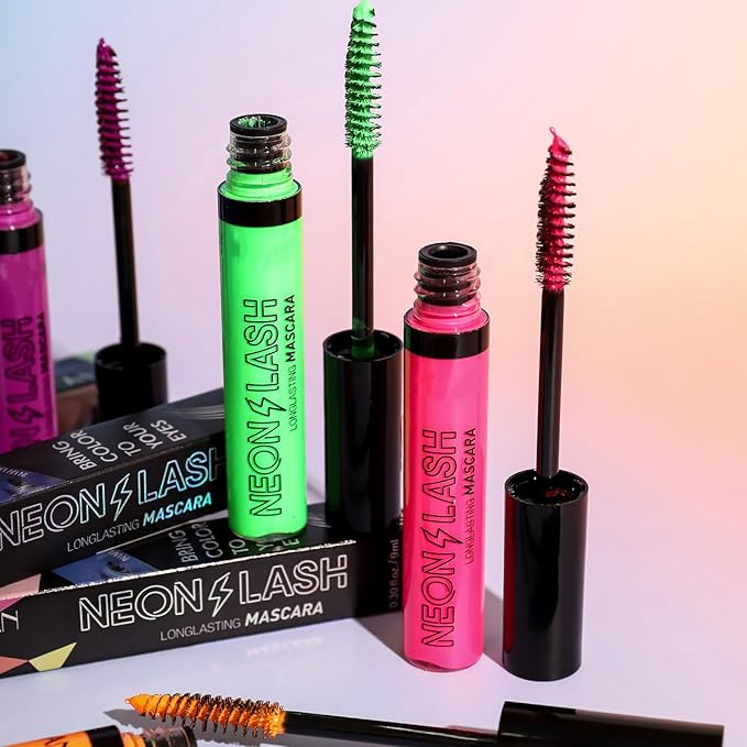 6 Colors Matte Liquid Mascara Set Colorful UV Neon Mascara Pencil Pigmented Waterproof Smudgeproof Long Lasting Eye Liner Xmas Christmas Festival Makeup Gift Kit for Women