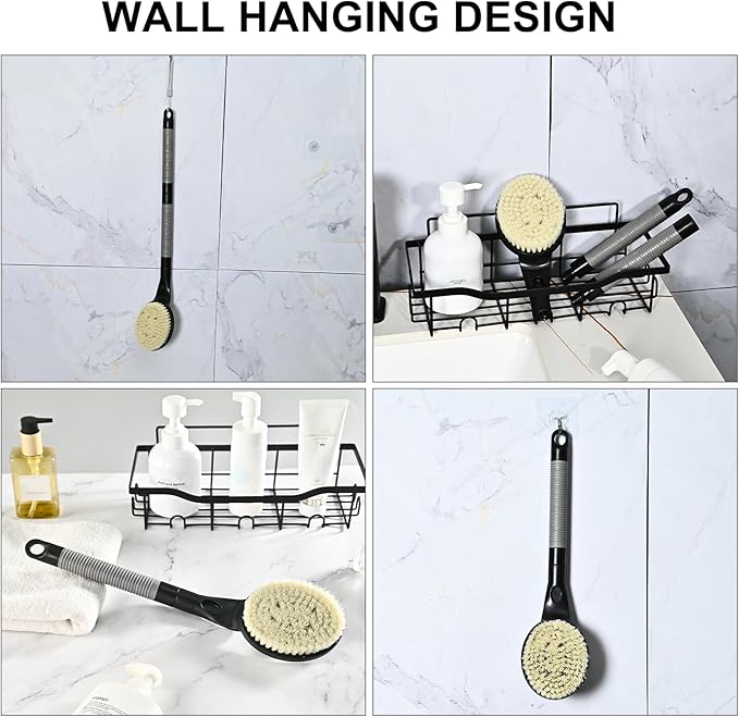 Back Scrubber for Shower,21.7" Long Handle Shower Brush for Body to Clean Dirt,Back Brush for Shower Men,Women