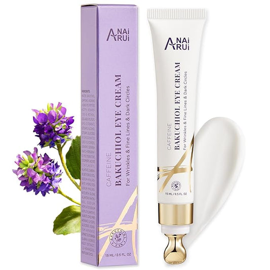 ANAI RUI Caffeine Bakuchiol Firming Eye Cream, Retinol & Peptide Eye Cream for Dark Circles, Puffiness, Wrinkles, Bakuchiol Alternative Retinol Eye Moisturizer for Under-Eye Skin Repair 0.5 FL OZ