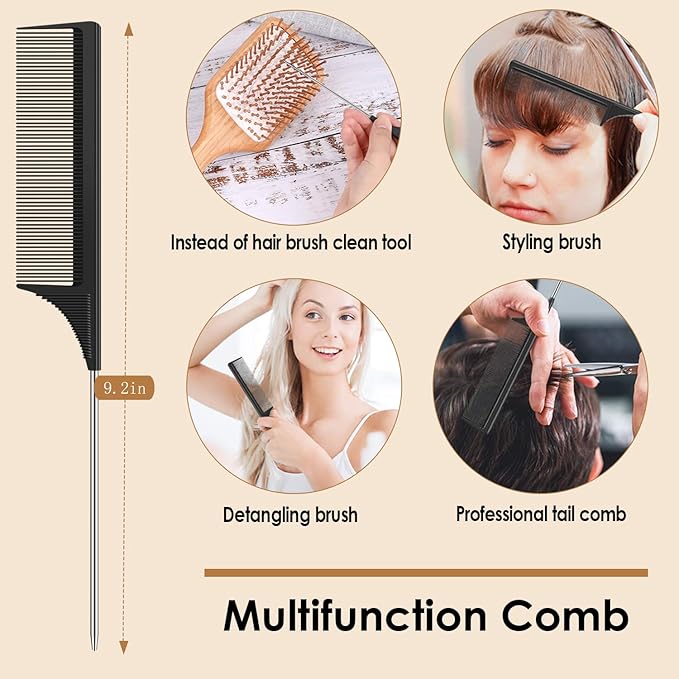 Hair Brush-Sofmild Natural Bamboo Wood Paddle Detangle Brush&Teasing Edge Hairbrush Set for Women Men Massaging Scalp Brushing Curly Straight Dry Hair Care Daily