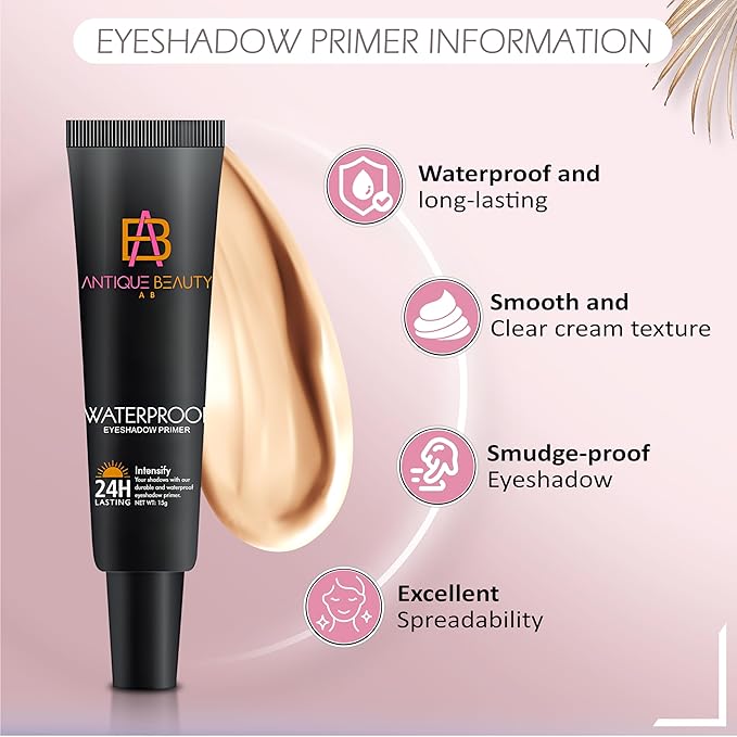 Eyeshadow Primer, 24- Hour Long Lasting, Smudge Proof, Waterproof, Eye Base Make Up, Suitable For All Skin Tones / 1 Count, 15 g /