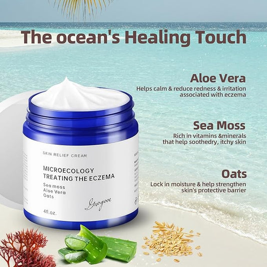 Natural Soothing Eczema Cream With Sea Moss Aloe Vera Oats for Multiple Skin Types Comfort Moisture Hydrate Eczema Cream for Dry Skin 4FL Oz