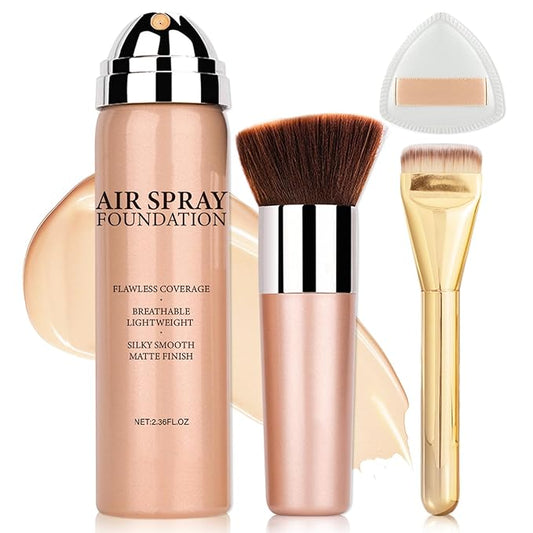 AIUEO Magic Minerals Airbrush Foundation Silk Smooth Airbrush Spray Foundation Full Coverage Flawless Setting Spray Makeup-Nude