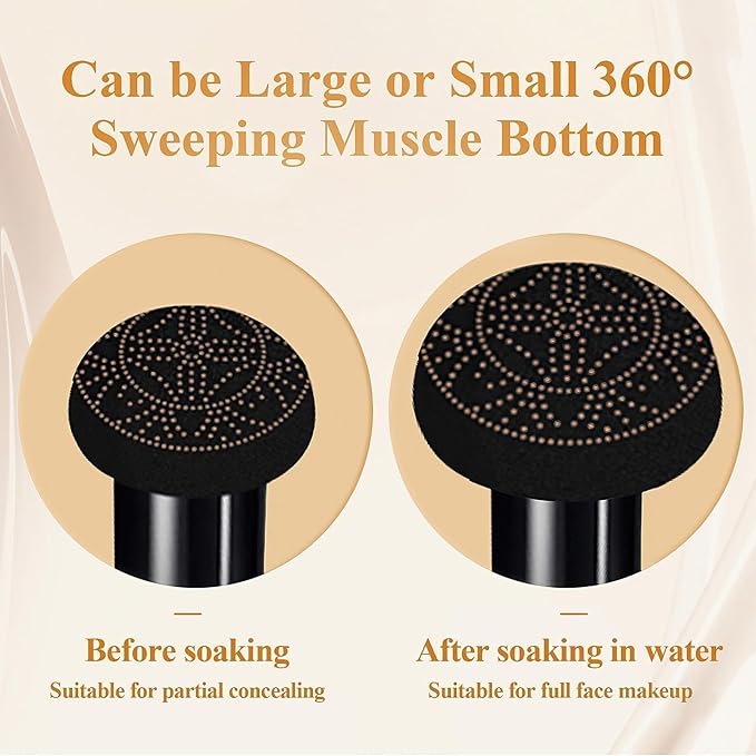 Mushroom Head Air Cushion CC Cream Foundation- Brightening Color Changing Foundation for Older Women, Moisturizing Full Coverage Self Adjusting Concealer Long-Lasting, Natural Finish (Ivory)
