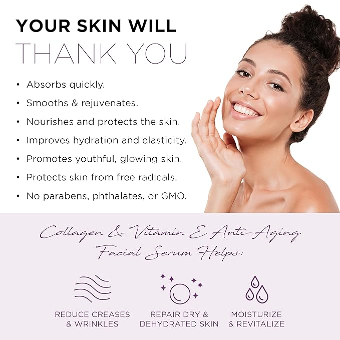 Azure Dermatologist Tested Collagen & Vitamin E Face Serum - K Beauty Anti-Aging Formula for Wrinkle Repair & Dark Spot Treatment - Korean Skincare, Premium Retinol Enhanced Solution - 1.69 fl oz