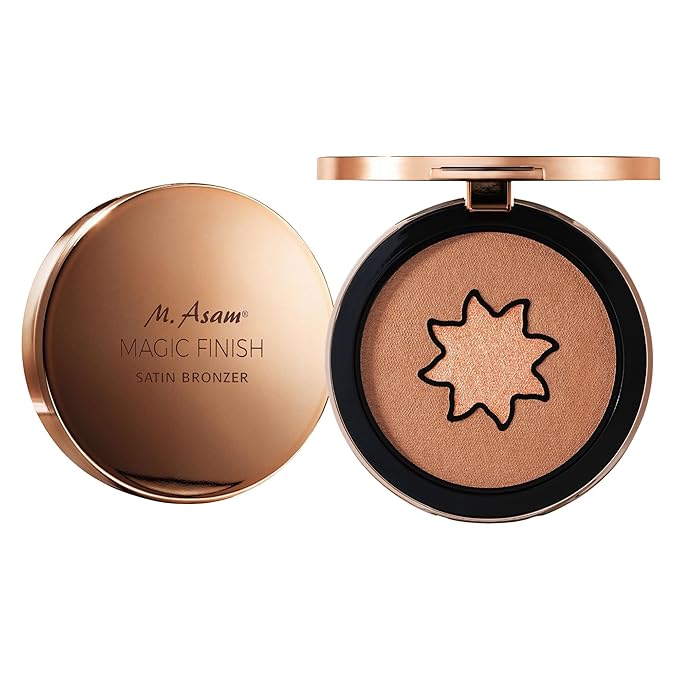 M. Asam MAGIC FINISH Satin Bronzer Amber & Walnut (0.22 oz) - 4-in-1 Bronzer Powder, Satin-Touch Texture, Creamy-Soft with Ultra-Fine Color Pigments, Vegan & Silicone-Free