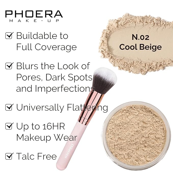 PHOERA Foundation,Full Coverage Foundation,PHOERA Primer,PHOERA Powder,PHOERA Concealer PHOERA Makeup Set, Kabuki Makeup Brushes Foundation Brush Powder Brush,2 Makeup Sponge(2PCS 102- Nude)