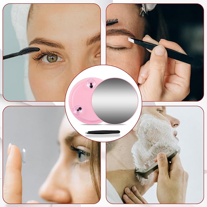 5X Makeup Magnifying Mirror, 6inch Makeup Magnification and Tweezers Set, 5X Travel Magnified Mirror with 3 Suction Cups for Easy Mounting - Blackhead/Blemish Removal for Women Men