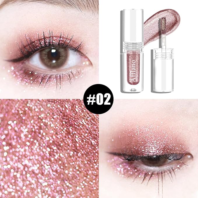Metallic Glitter Liquid Eyeshadow, High-Shine, Long Lasting, Quick Drying, Multifunctional, Cruelty-Free, Vegan, #2