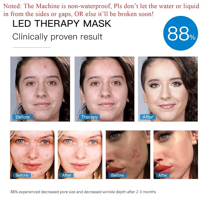 Red Light Therapy Mask for Face, Blue Red LED Light Therapy Device, 7+1 Colors LED Facial Skin Care Mask At Home, USB Rechargeable,Portable
