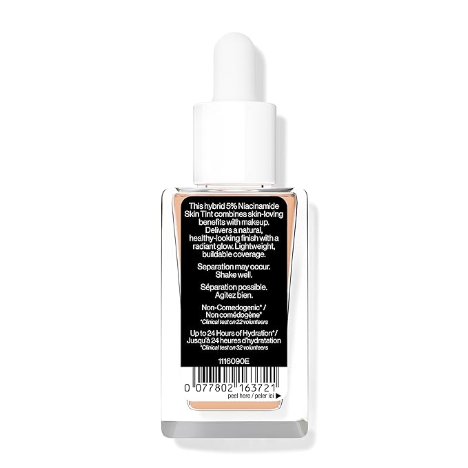 wet n wild Bare Focus Skin Tint, 5% Niacinamide Enriched, Buildable Sheer Lightweight Coverage, Natural Radiant Finish, Hyaluronic & Vitamin Hydration Boost, Cruelty-Free & Vegan - Light