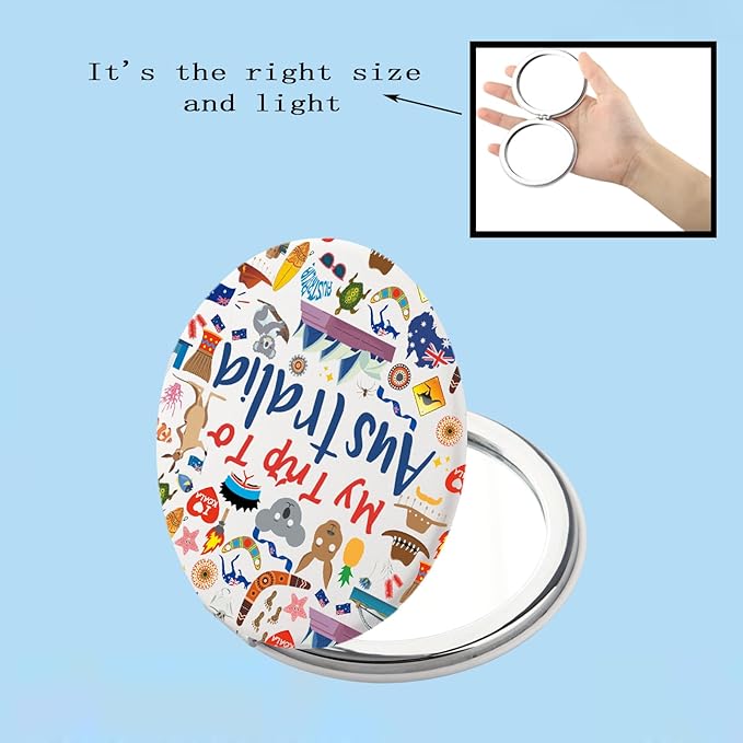 BEKECH Australia Travel Gifts My Trip to Australia Travel Makeup Mirror Australia Lover Gift Australia Vacation Pocket Mirror