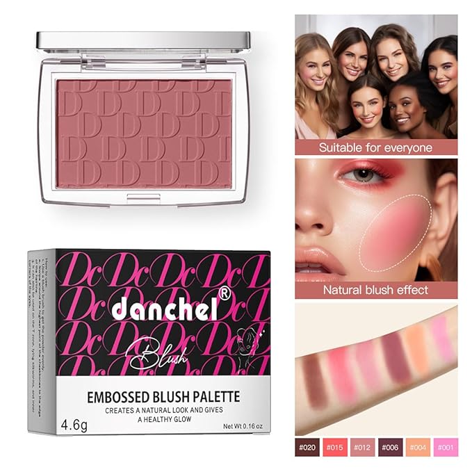 Blush Powder Palette, Multi-Use Matte Makeup Blush Palette for Cheeks, Eyes, Long-Lasting, Natural Look, Complements All Skin Tones, Vegan, High Pigmented (Rosewood, Normal)